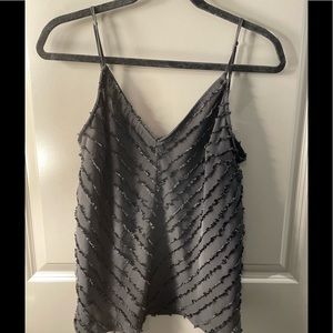 Free People black tank top with fringed design